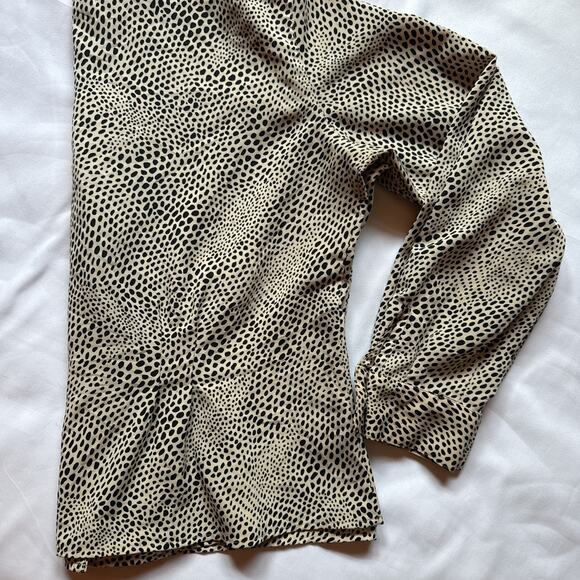 Evan-Picone Dalmatian Print Button Up Blouse Size 16 Neutral Chic Workwear - Picture 6 of 7